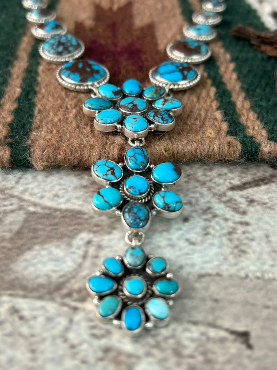 Handmade Sterling Silver Egyptian Turquoise Necklace Signed Nizhoni