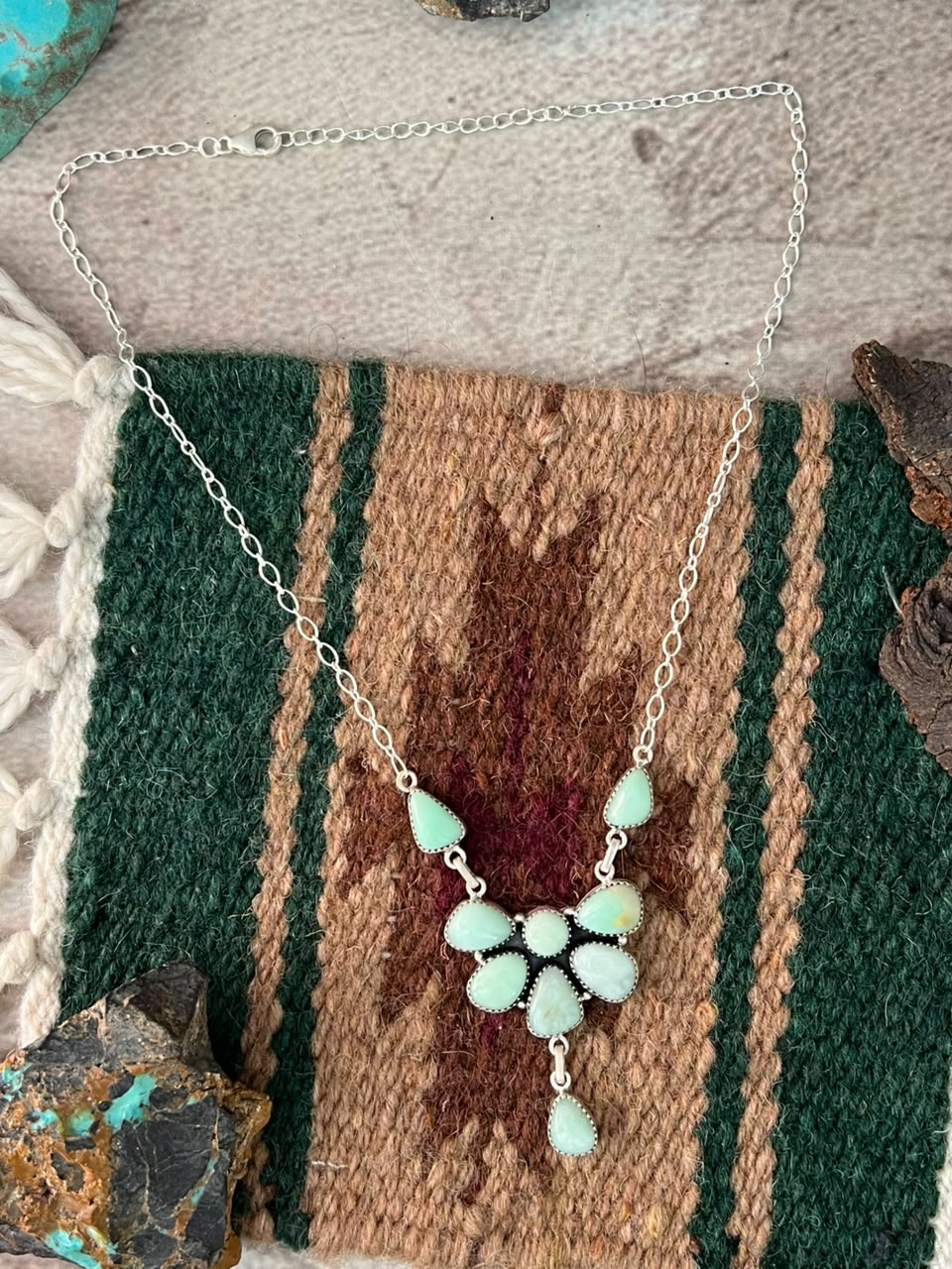Handmade Sterling Silver Paloma Turquoise Necklace Signed Nizhoni