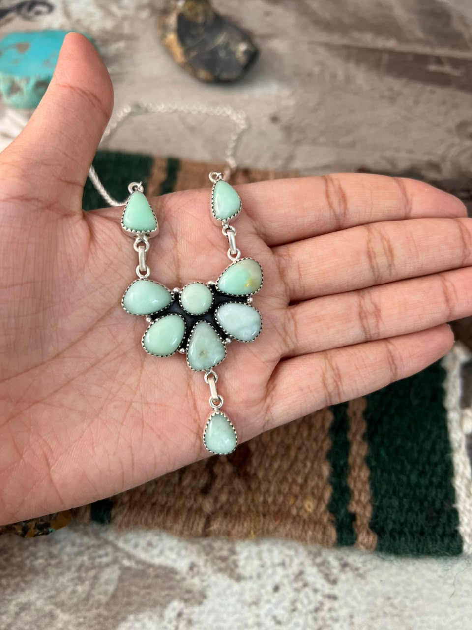 Handmade Sterling Silver Paloma Turquoise Necklace Signed Nizhoni