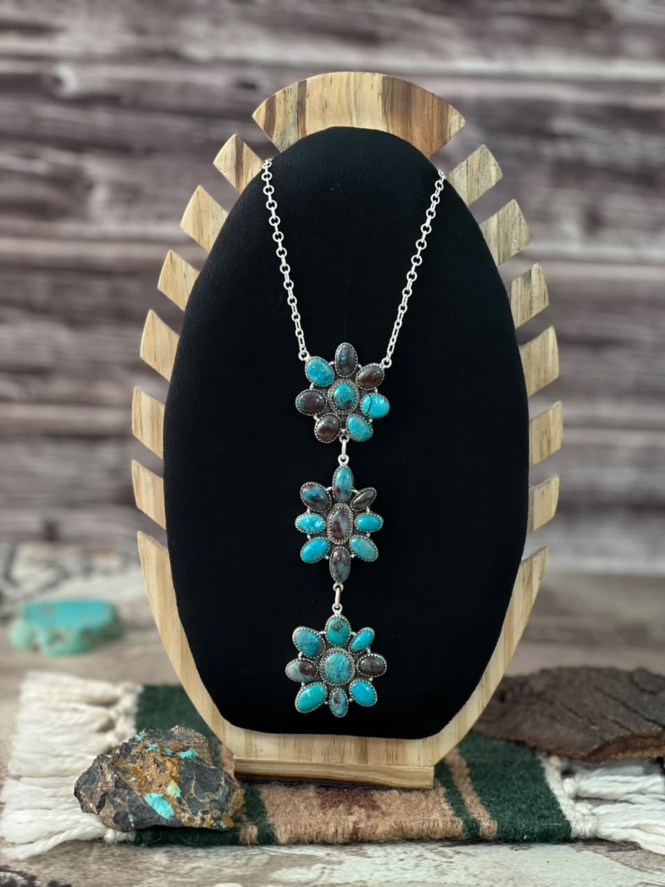 Handmade Sterling Silver Gem Silica Drop Necklace Signed Nizhoni