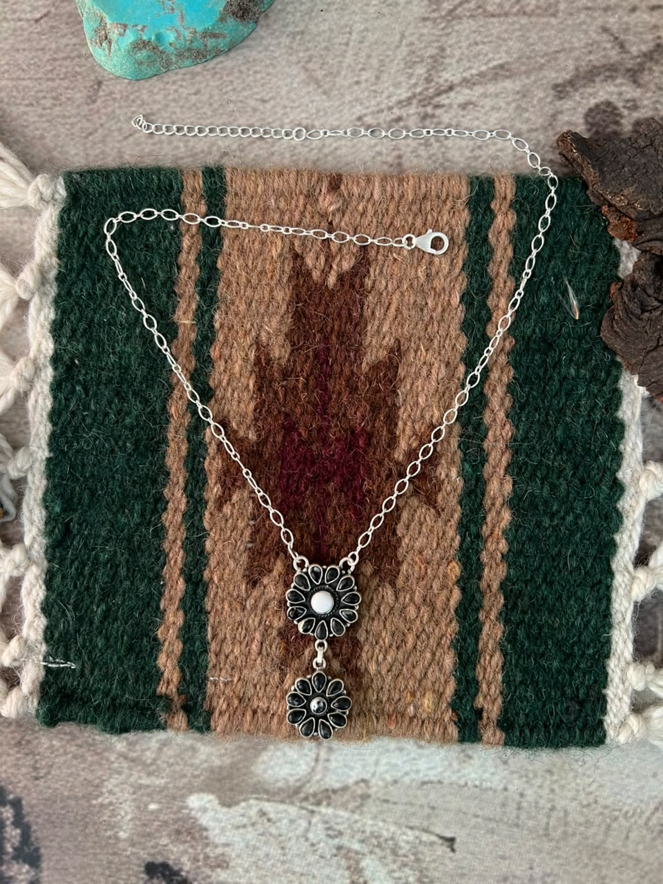 Handmade Sterling Silver White Buffalo Necklace Signed Nizhoni