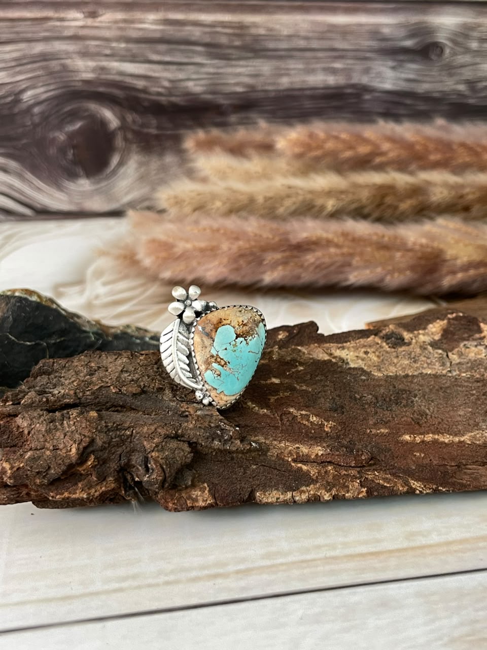Handmade Sterling Silver Royston Turquoise Adjustable Ring Signed Nizhoni