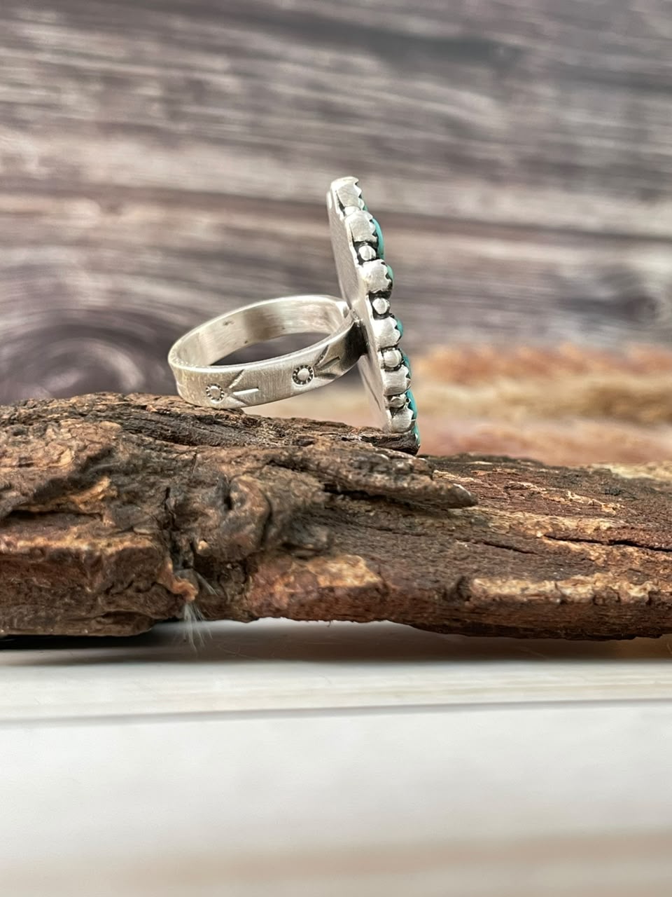 Handmade Sterling Silver Kingman Turquoise Adjustable Ring Signed Nizhoni