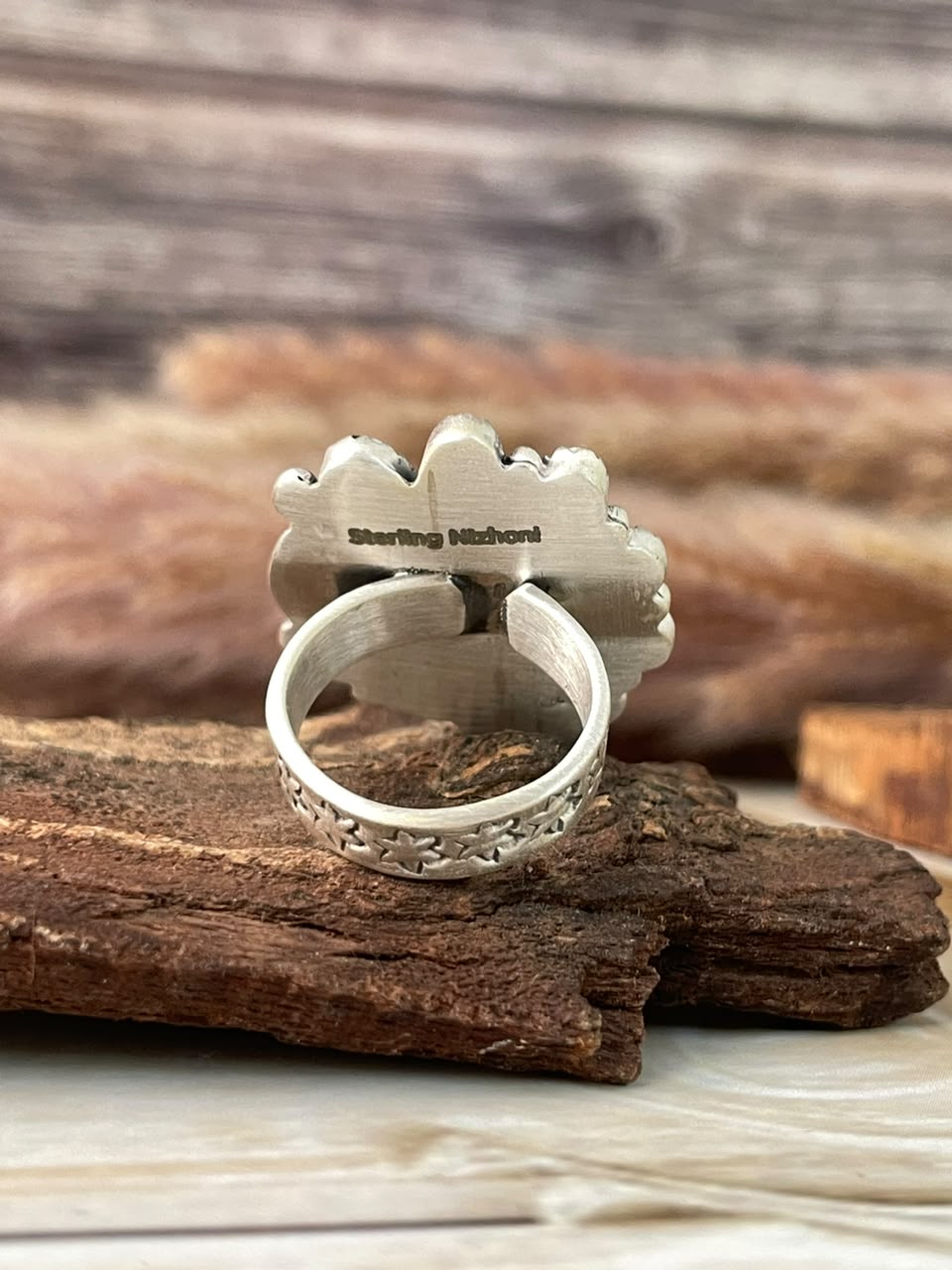 Handmade Sterling Silver White Buffalo Adjustable Ring Signed Nizhoni