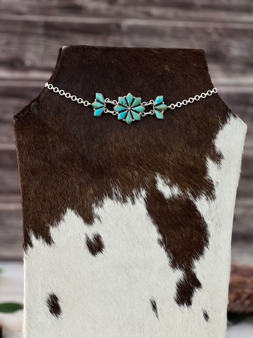 Handmade Sterling Silver Kingman Turquoise Choker Necklace Signed Nizhoni