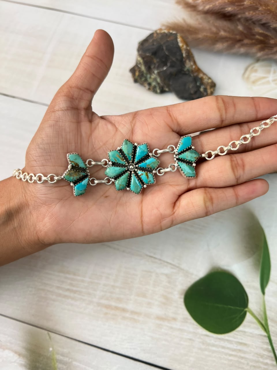 Handmade Sterling Silver Kingman Turquoise Choker Necklace Signed Nizhoni