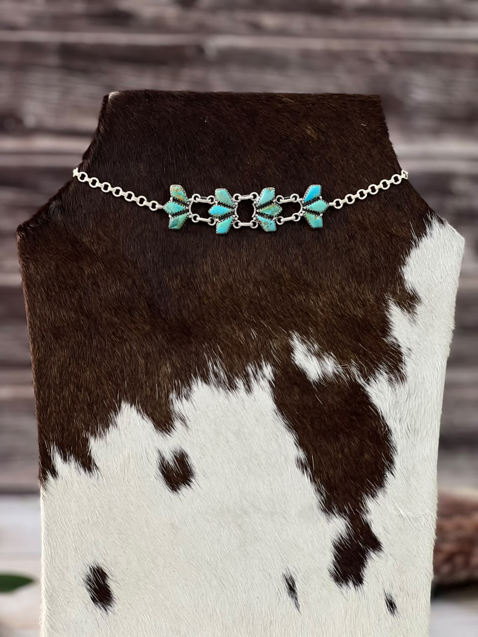 Handmade Sterling Silver Kingman Turquoise Choker Necklace Signed Nizhoni
