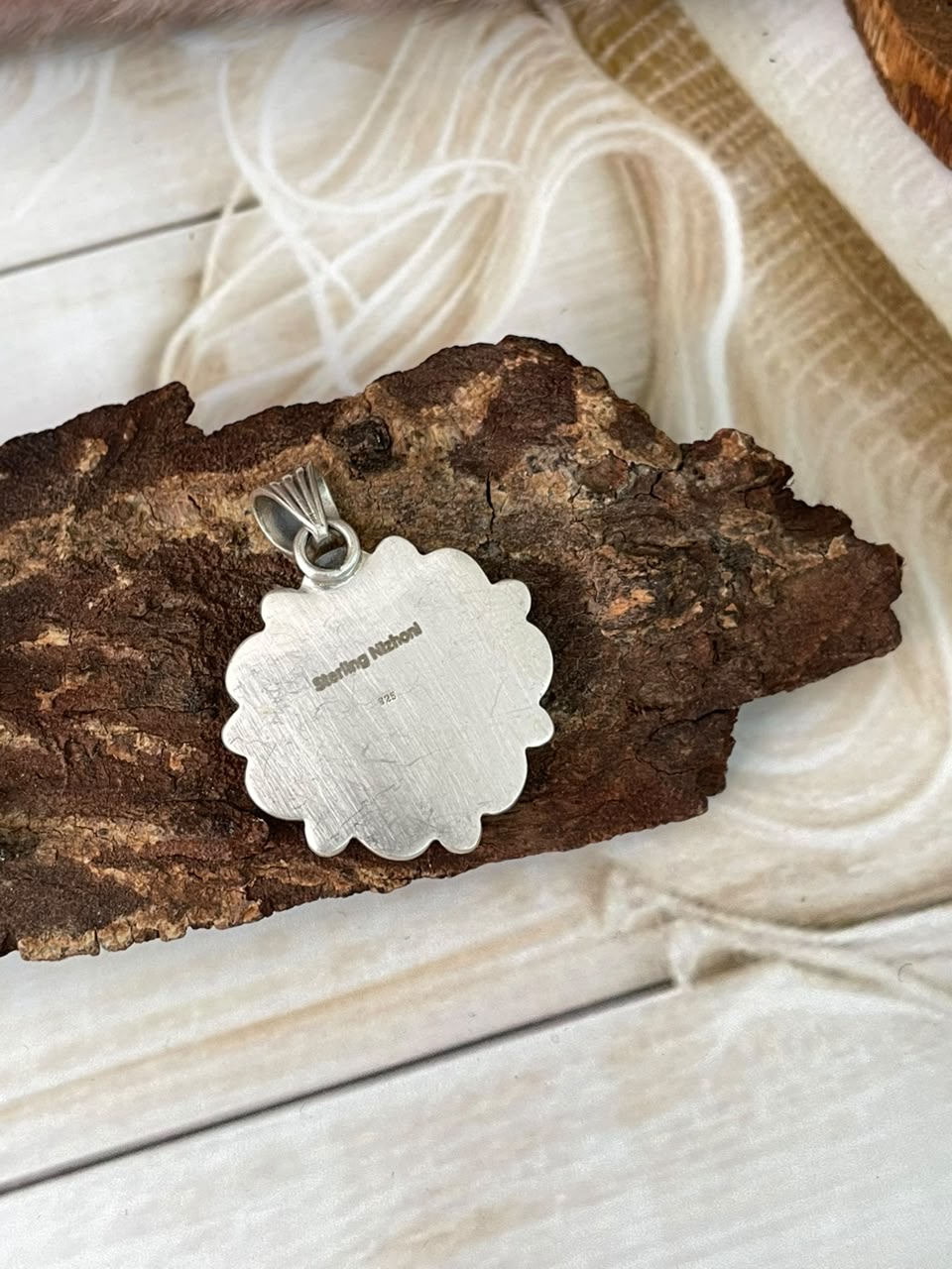 Handmade Sterling Silver Kingman Turquoise Pendant Signed Nizhoni