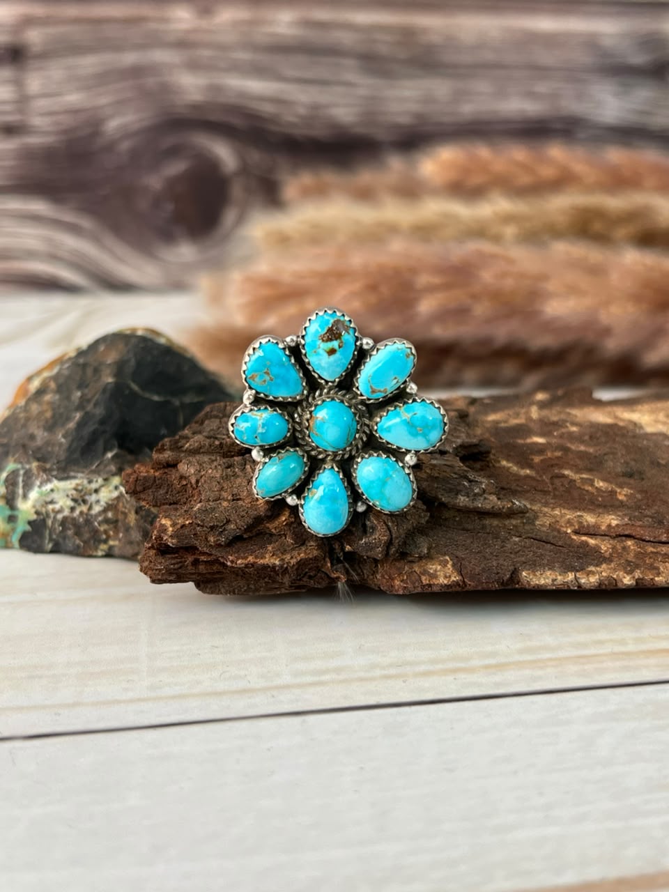 Handmade Sterling Silver Sierra Bella Turquoise Adjustable Ring Signed Nizhoni