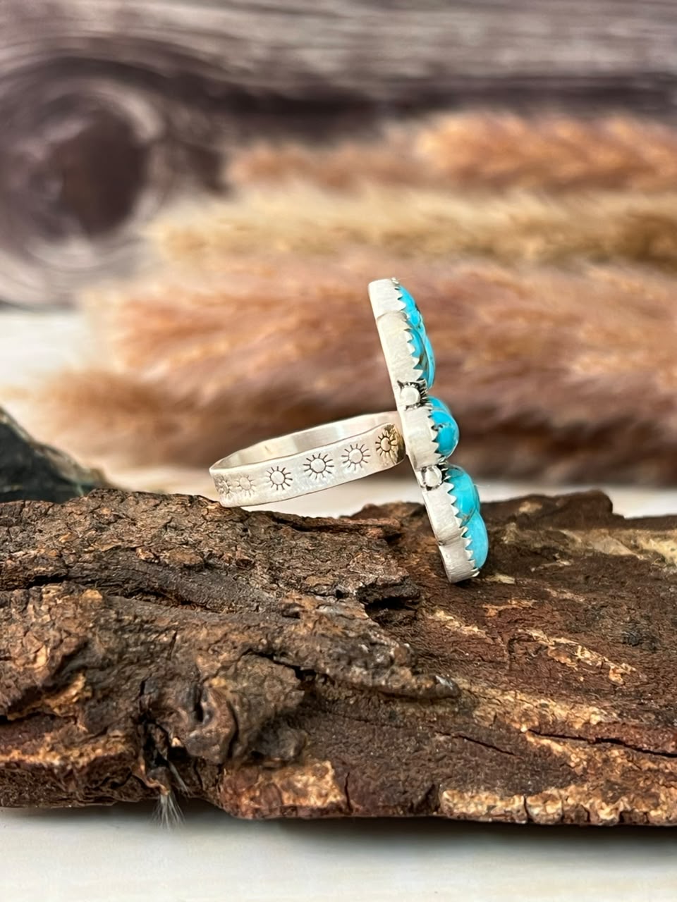 Handmade Sterling Silver Sierra Bella Turquoise Adjustable Ring Signed Nizhoni