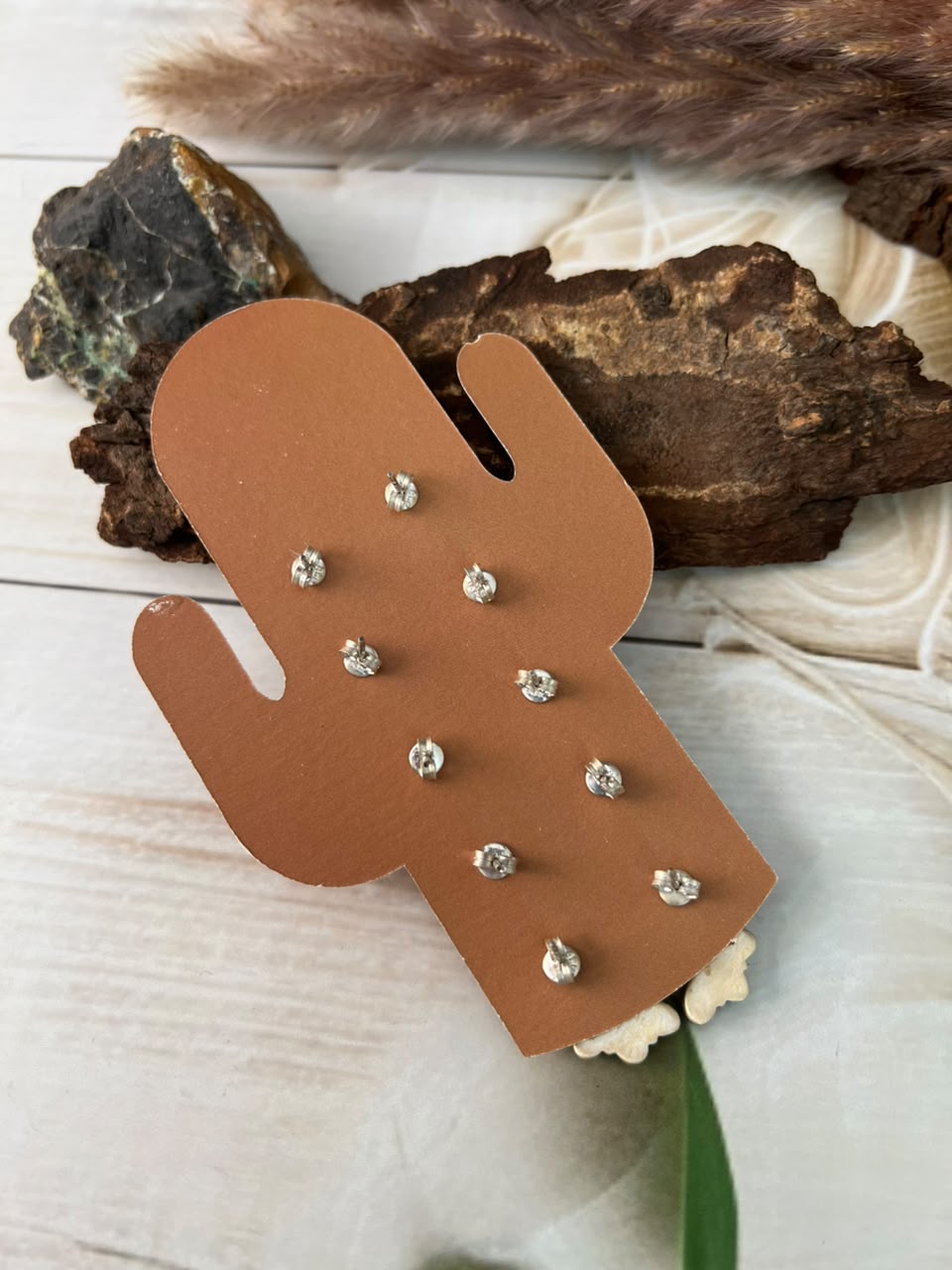 Handmade Sterling Silver Kingman Turquoise Post Studs Cards
