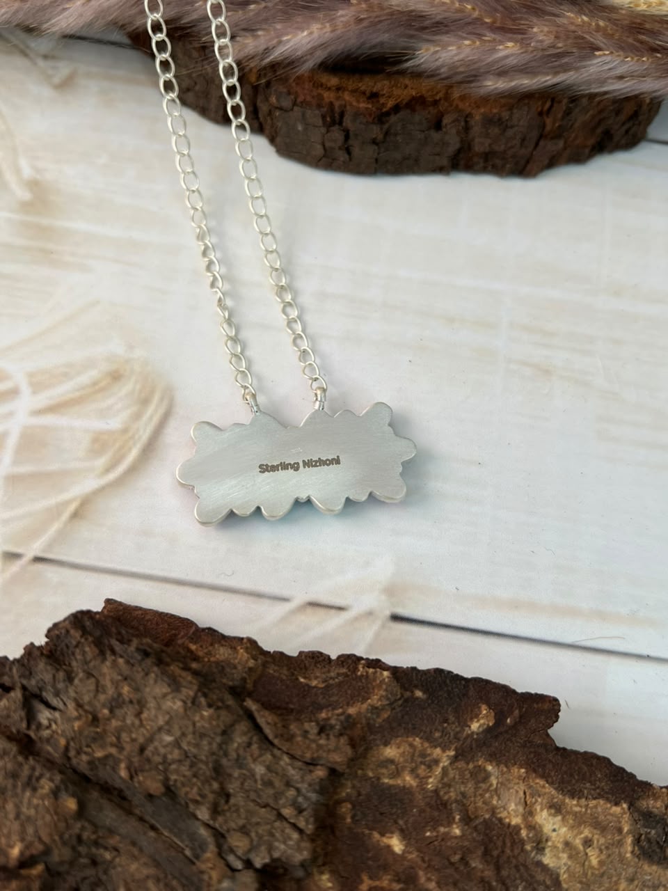 Handmade Sterling Silver Cotton Candy Necklace Signed Nizhoni (2)