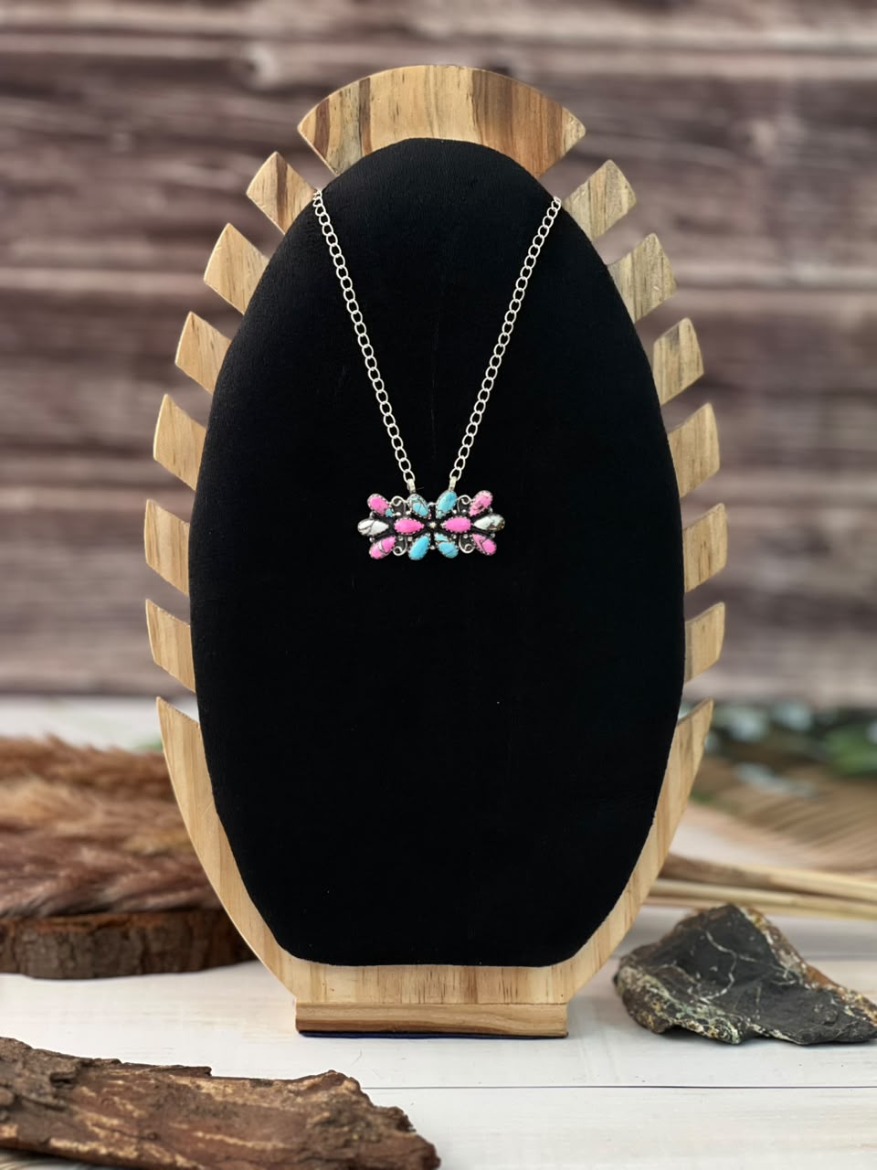 Handmade Sterling Silver Cotton Candy Necklace Signed Nizhoni (2)