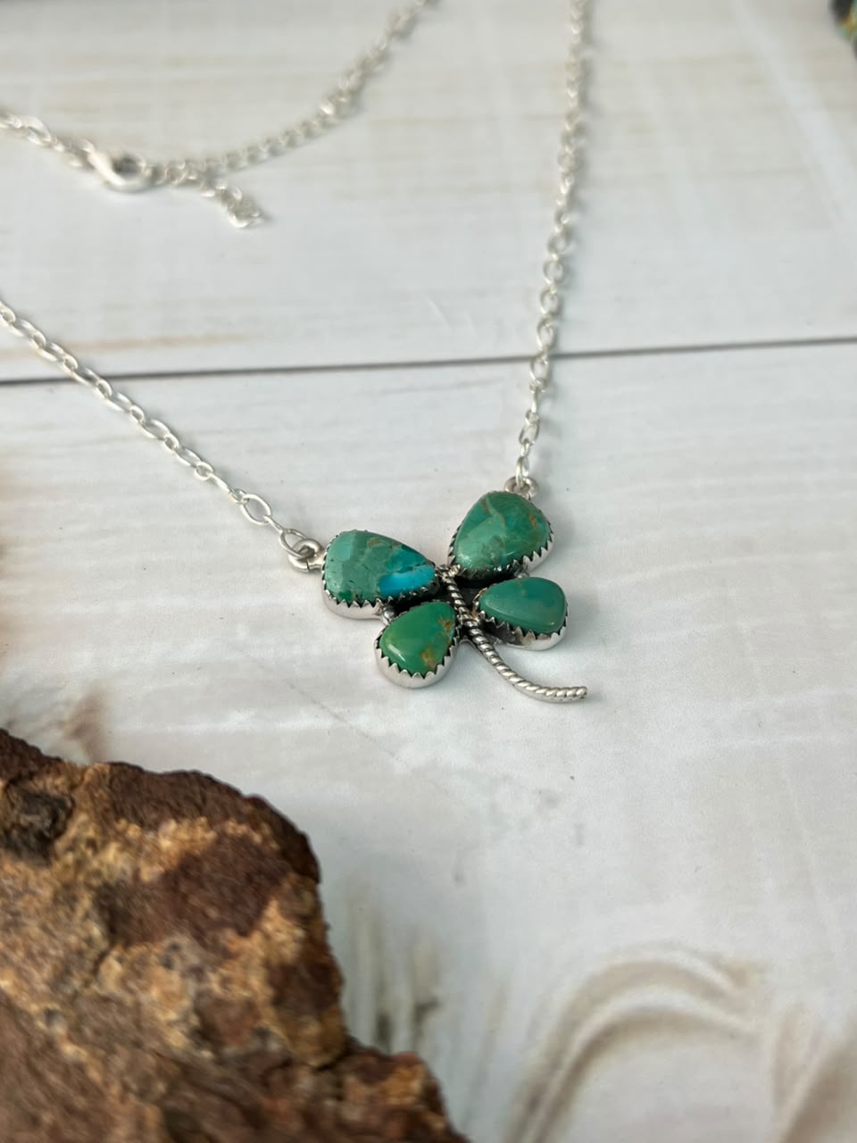 Handmade Sterling Silver Kingman Turquoise Butterfly Necklace Signed Nizhoni