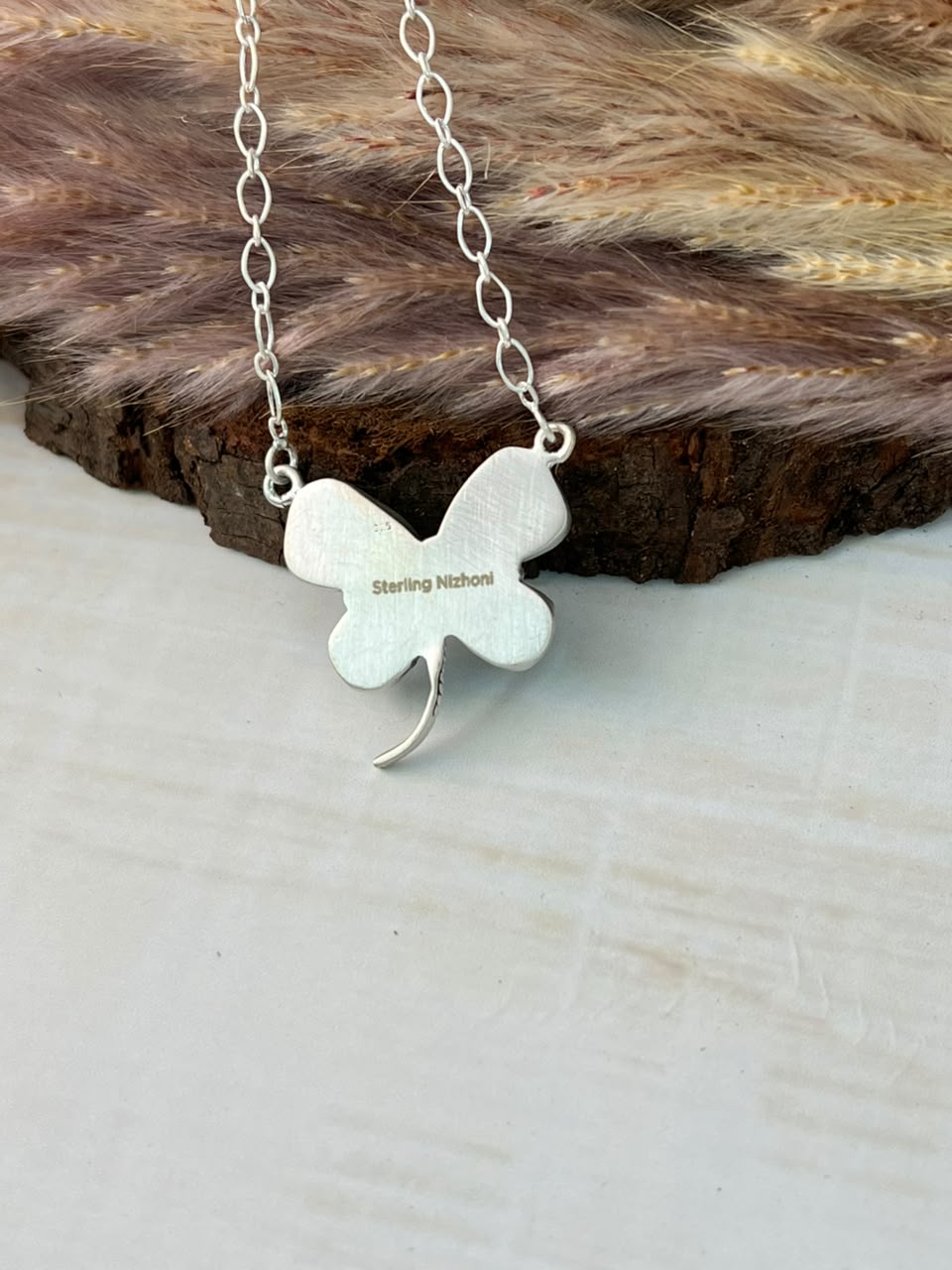 Handmade Sterling Silver Kingman Turquoise Butterfly Necklace Signed Nizhoni