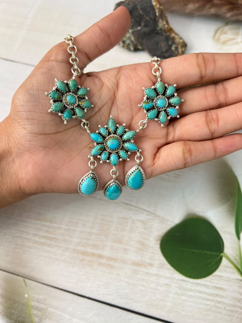 Handmade Sterling Silver Kingman Turquoise Necklace Signed Nizhoni (4)