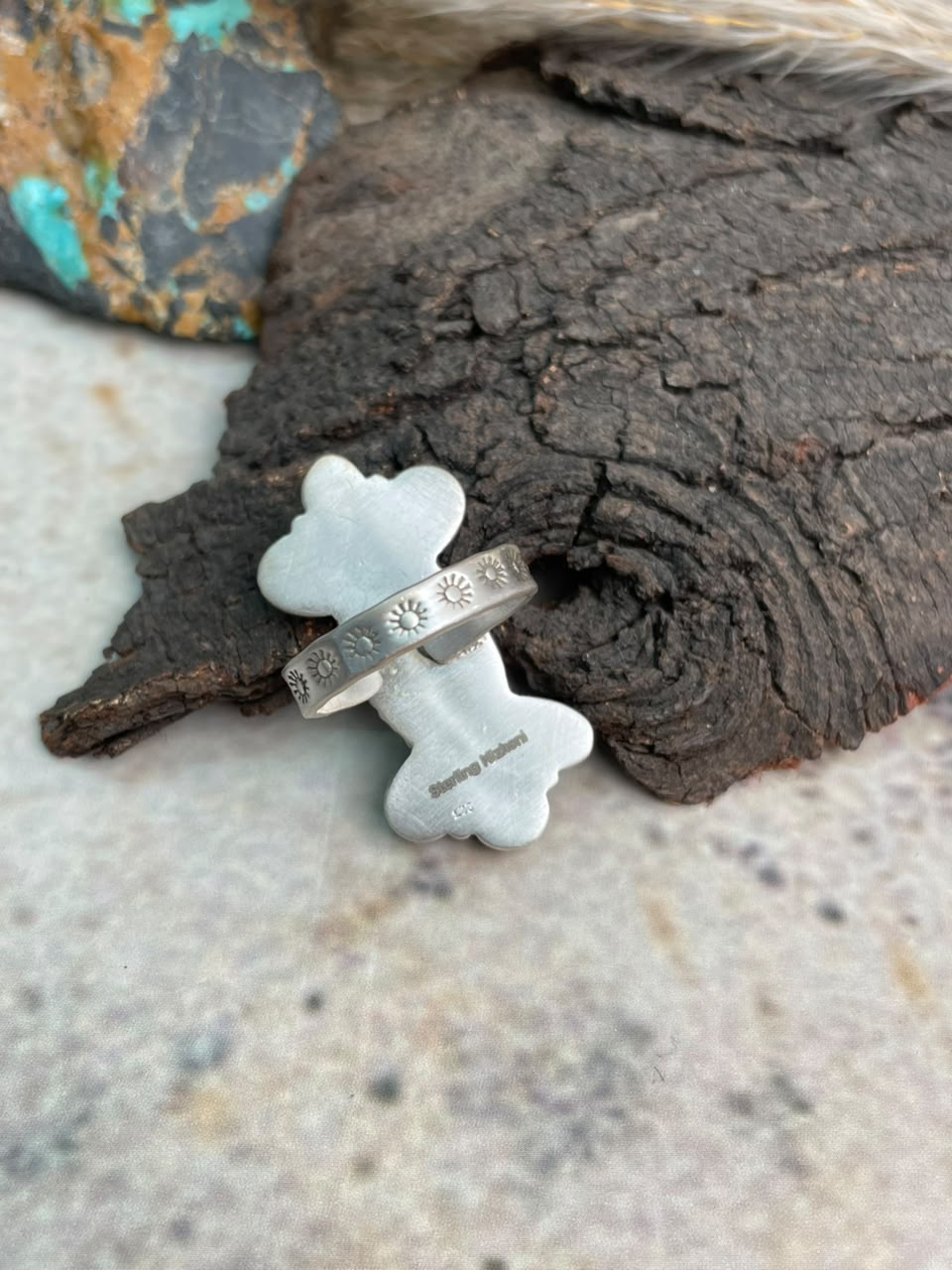 Handmade Sterling Silver Sierra Bella Turquoise Adjustable Ring Signed Nizhoni