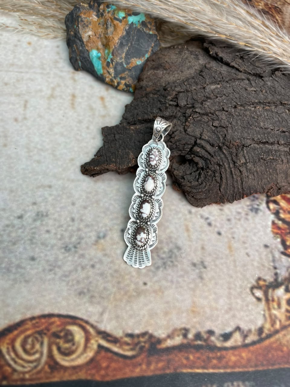 Handmade Sterling Silver Wildhorse Magnesite Pendant Signed Nizhoni