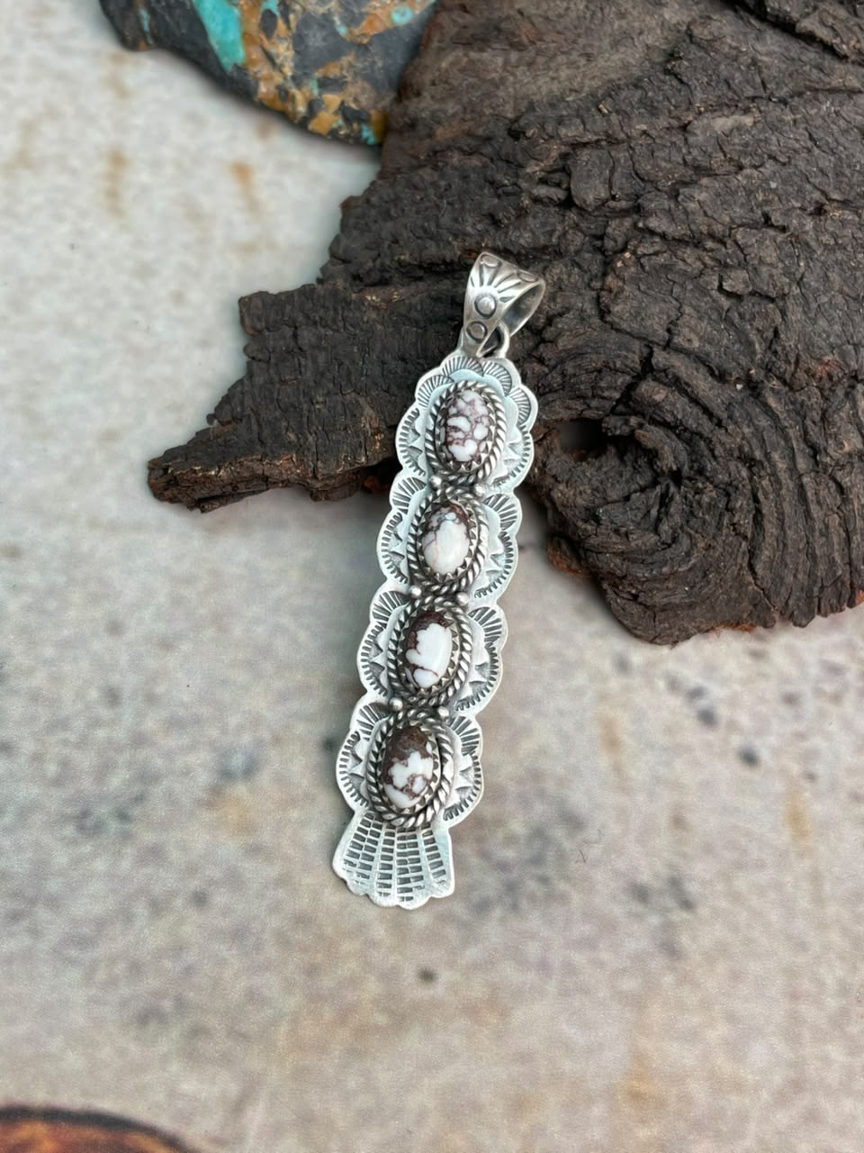 Handmade Sterling Silver Wildhorse Magnesite Pendant Signed Nizhoni