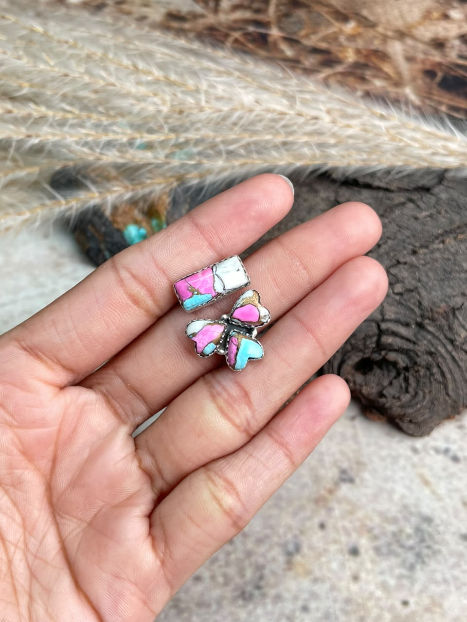 Handmade Sterling Silver Cotton Candy Adjustable Ring Signed Nizhoni