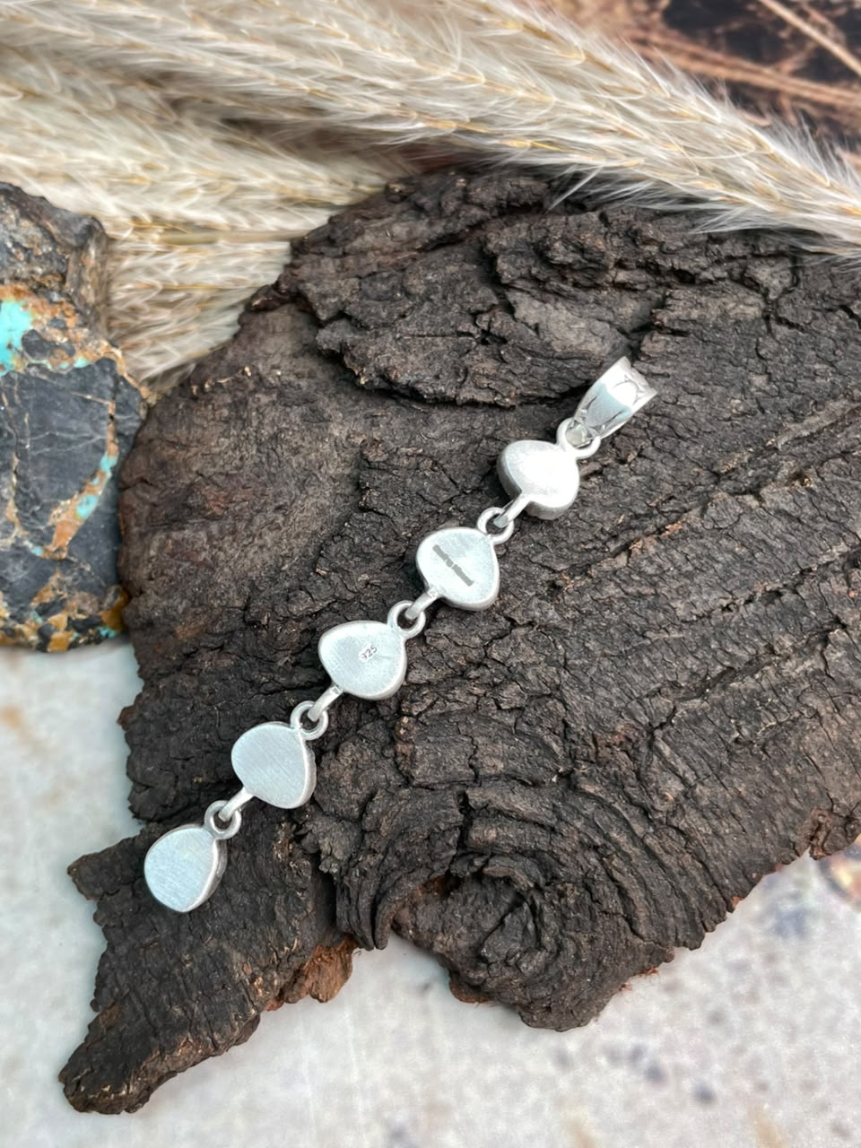 Handmade Sterling Silver Kingman Turquoise Pendant Signed Nizhoni