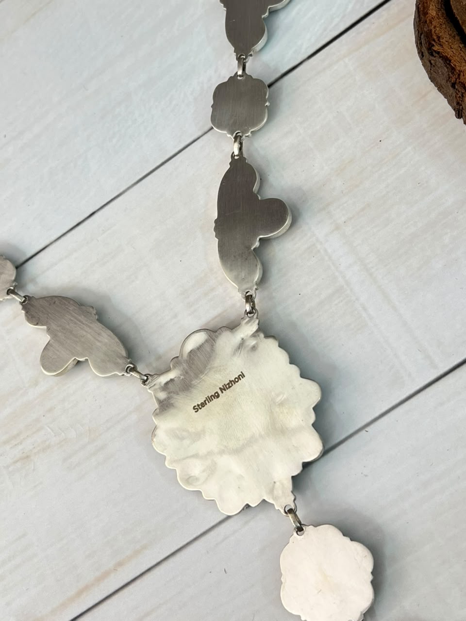 Handmade Sterling Silver Royston Ribbon Turquoise Collection: Drop Necklace Signed Nizhoni