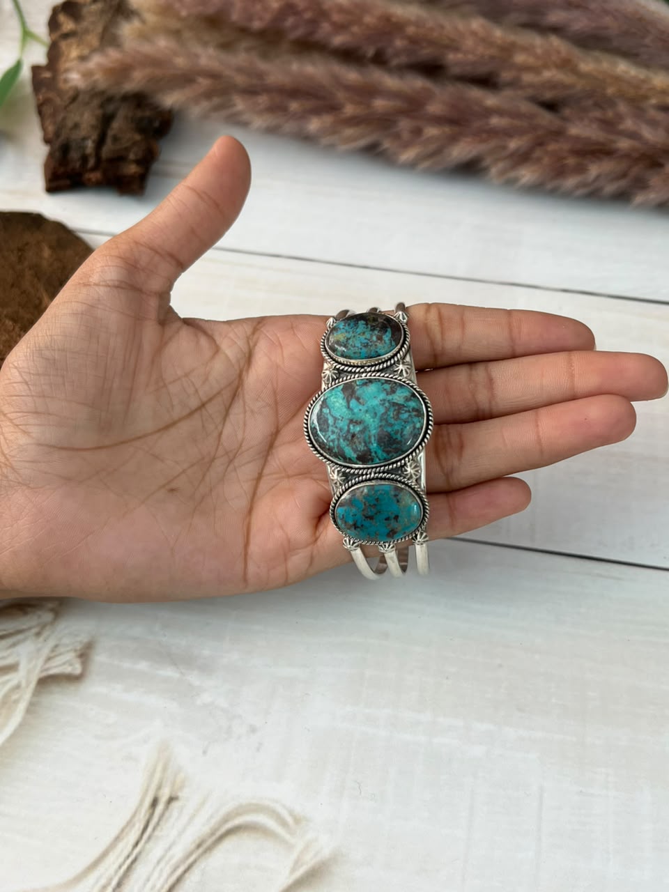 Handmade Sterling Silver Sierra Nevada Cuff Bracelet Signed Nizhoni
