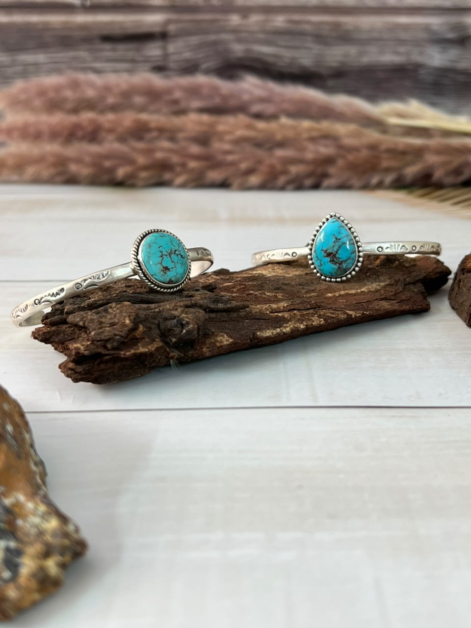 Handmade Sterling Silver Egyptian Turquoise Cuff Bracelet Signed Nizhoni