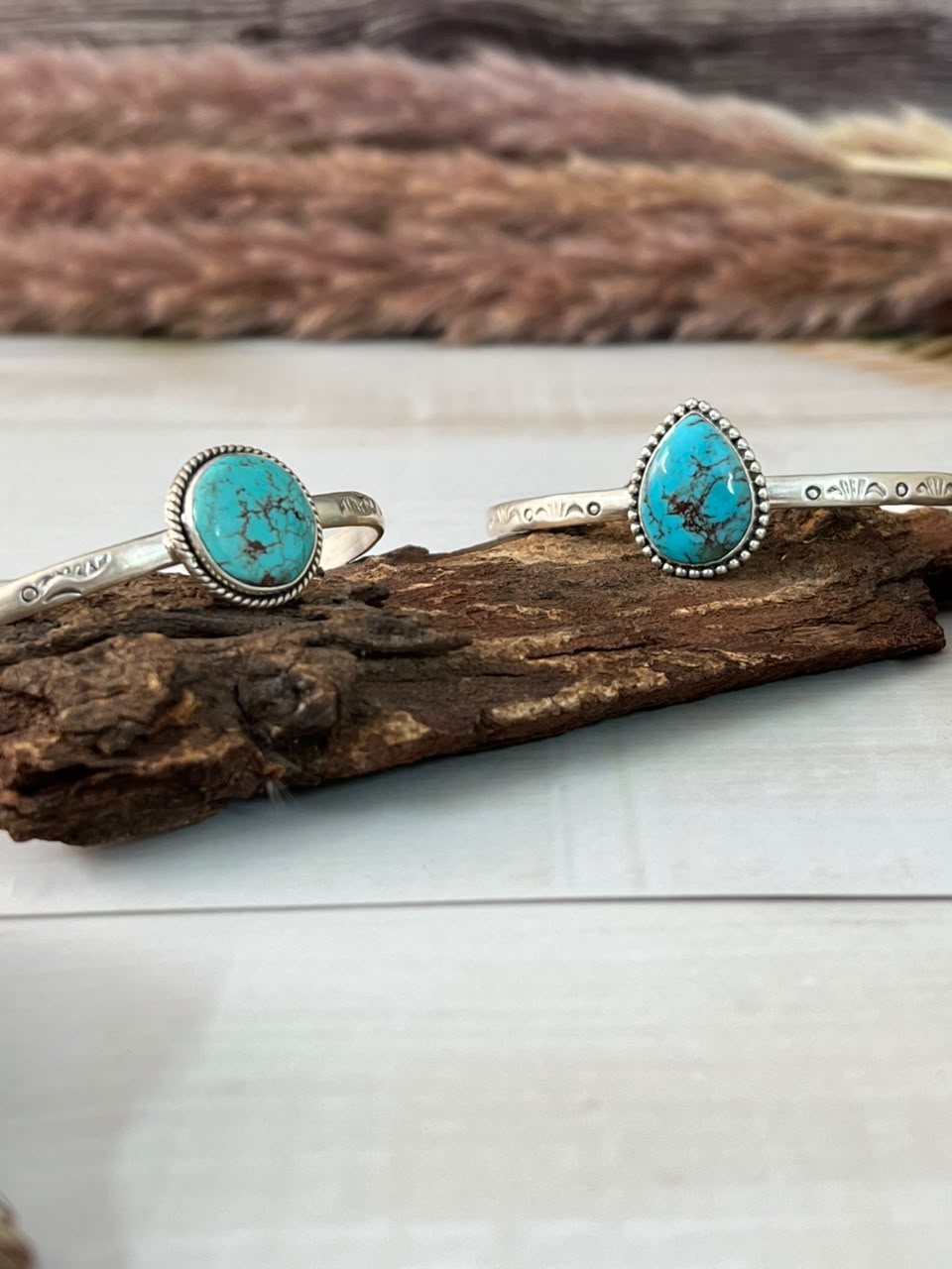 Handmade Sterling Silver Egyptian Turquoise Cuff Bracelet Signed Nizhoni