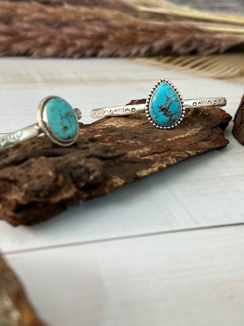 Handmade Sterling Silver Egyptian Turquoise Cuff Bracelet Signed Nizhoni