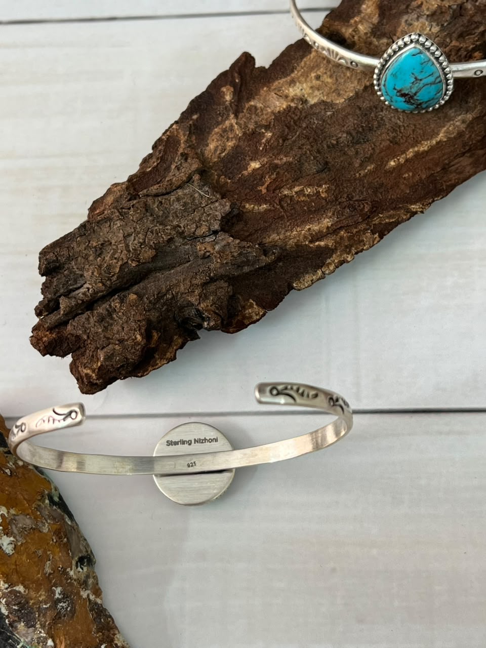 Handmade Sterling Silver Egyptian Turquoise Cuff Bracelet Signed Nizhoni