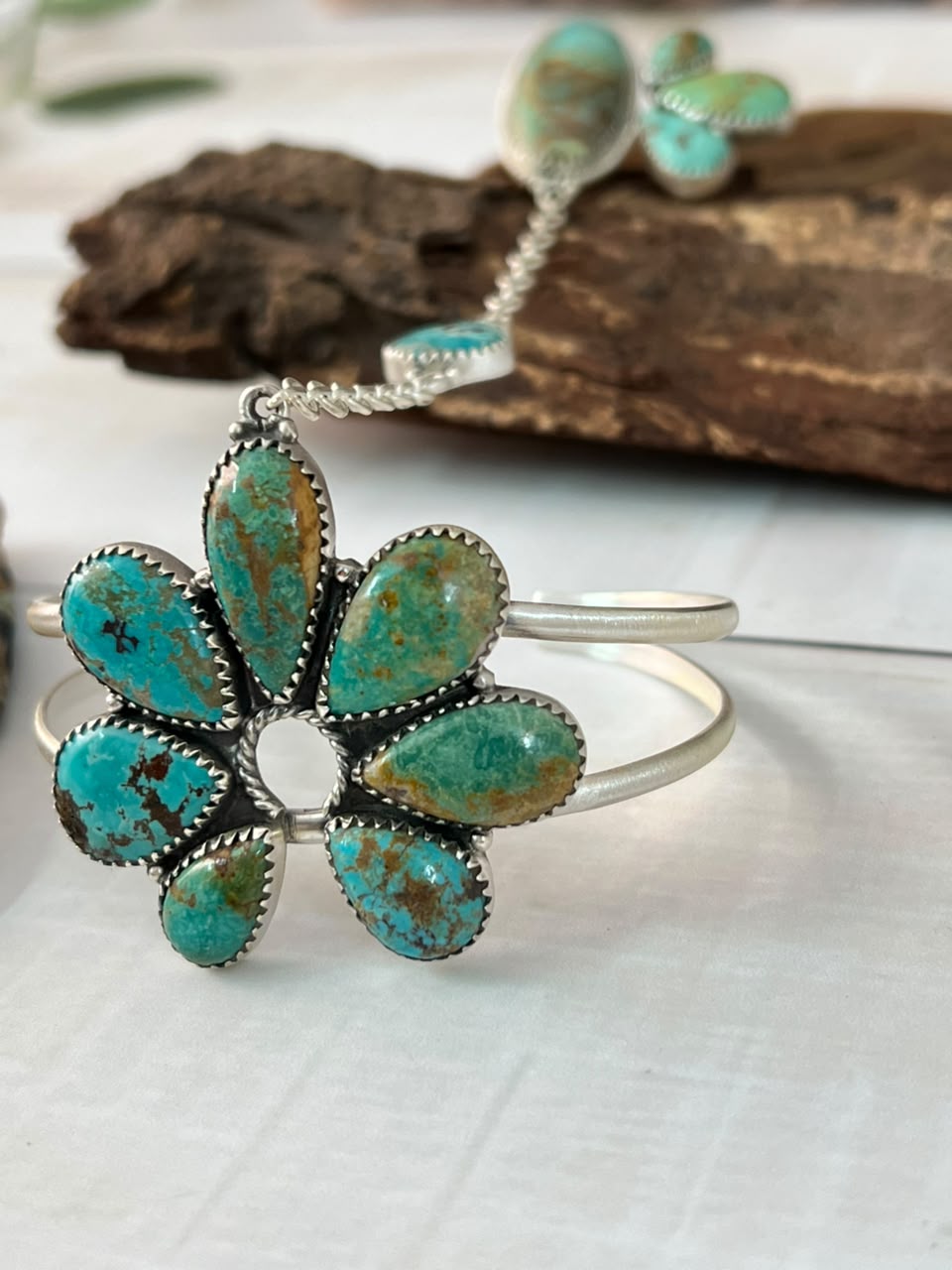 Handmade Sterling Silver Royston Turquoise Hand Harness Signed Nizhoni