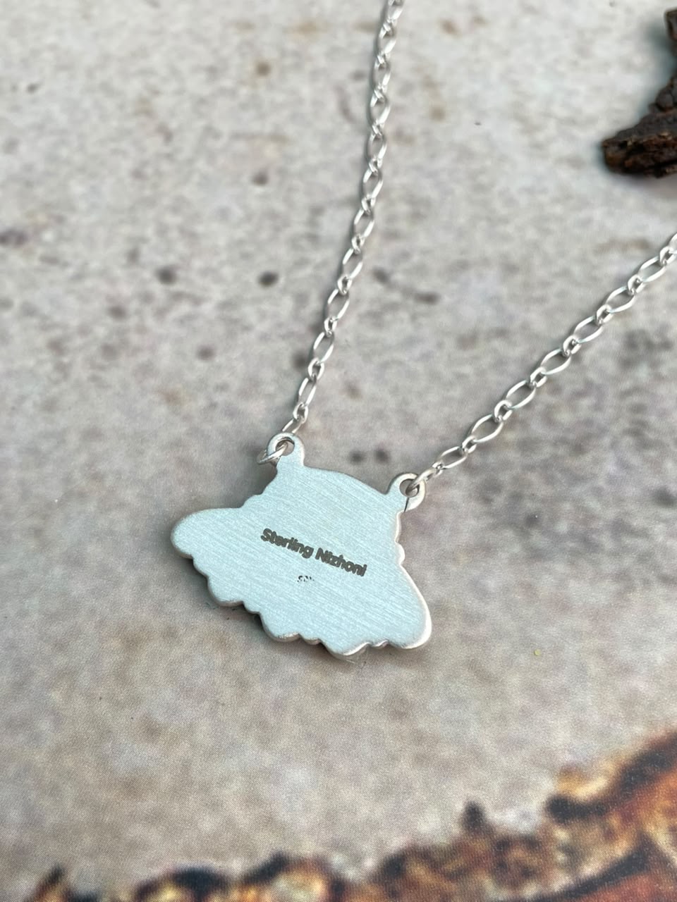 Handmade Sterling Silver Paloma Turquoise with Cotton Candy Necklace Signed Nizhoni
