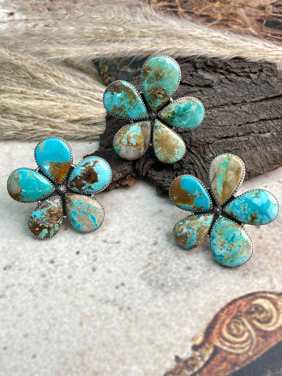 Handmade Sterling Silver Royston Ribbon Turquoise Collection: Adjustable Ring Signed Nizhoni