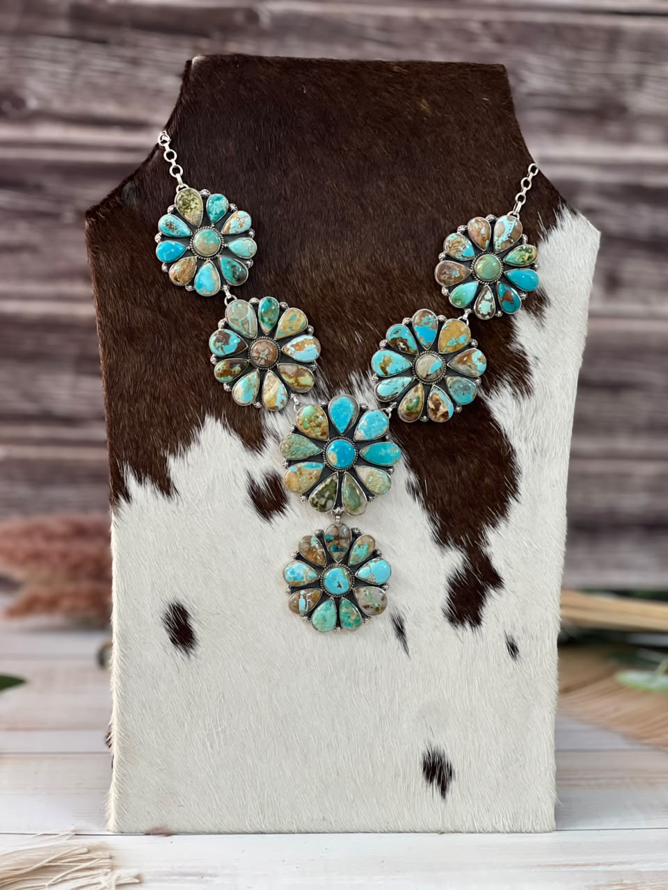 Handmade Sterling Silver Royston Ribbon Turquoise Collection: Drop Necklace Signed Nizhoni