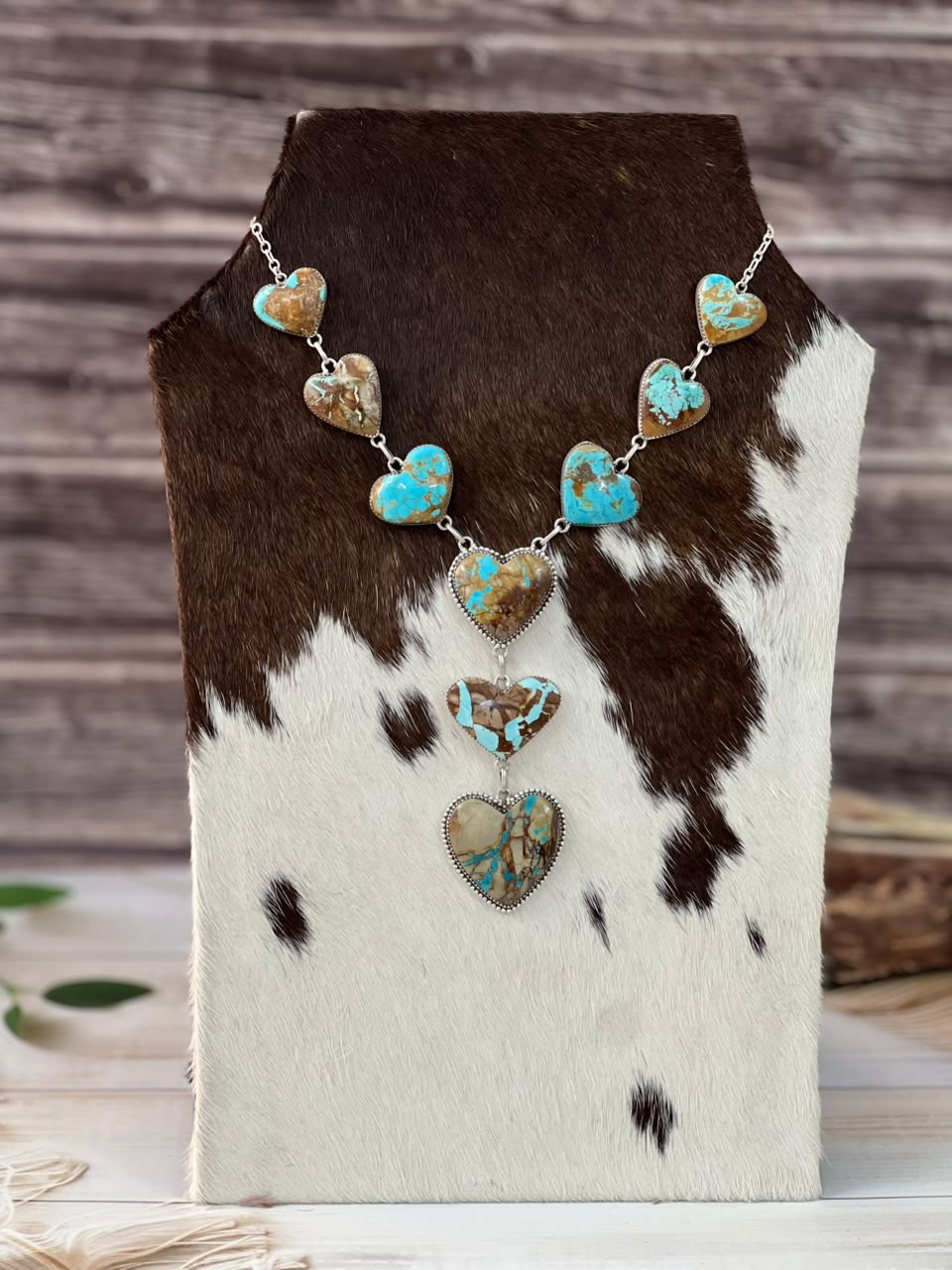 Handmade Sterling Silver Royston Ribbon Turquoise Collection: Heart Drop Necklace Signed Nizhoni