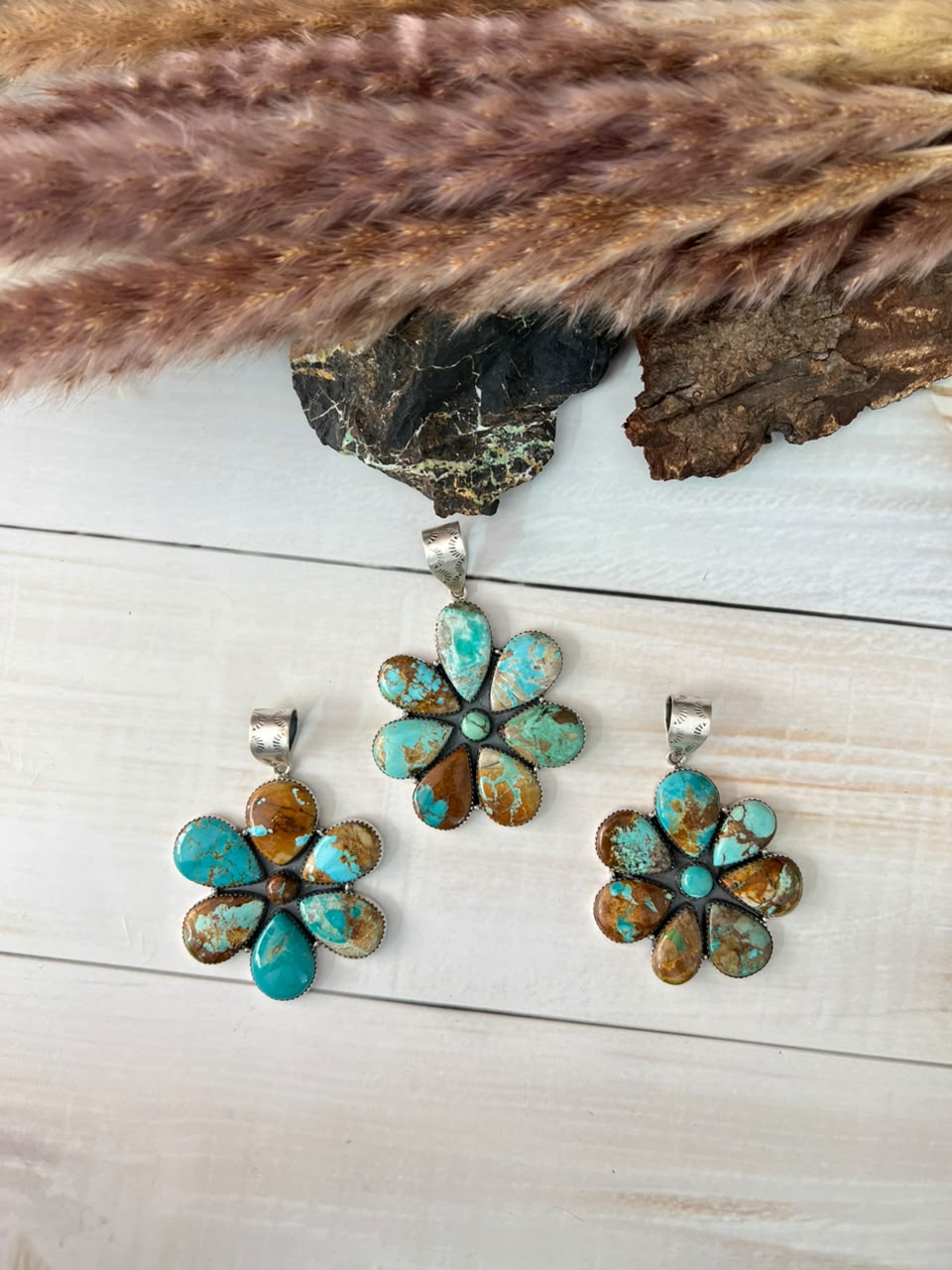 Handmade Sterling Silver Royston Ribbon Turquoise Collection: Pendant Signed Nizhoni