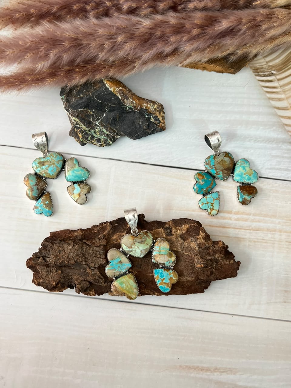 Handmade Sterling Silver Royston Ribbon Turquoise Collection: Pendant Signed Nizhoni