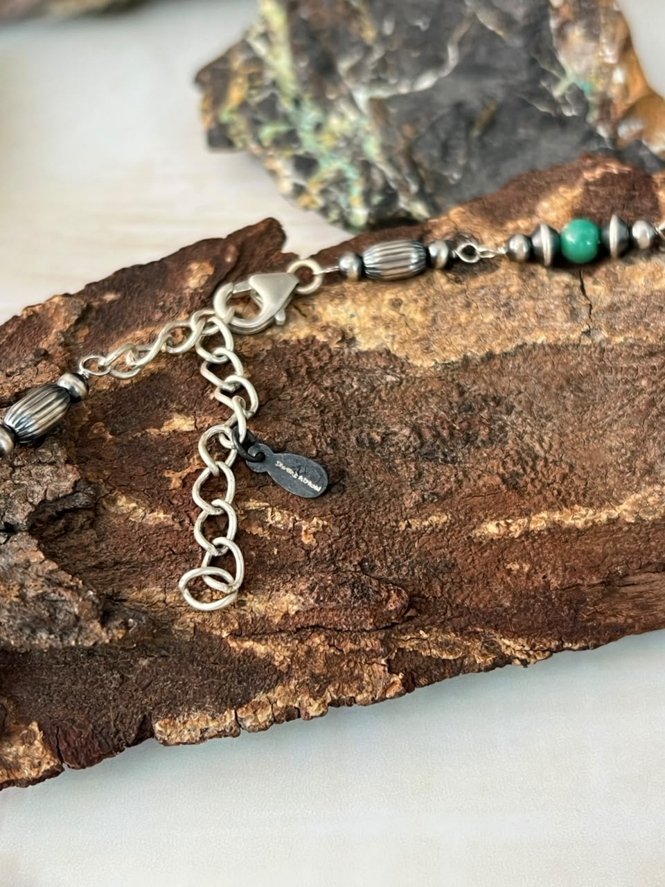 Handmade Sterling Silver Kingman Turquoise Beaded Necklace Signed Nizhoni