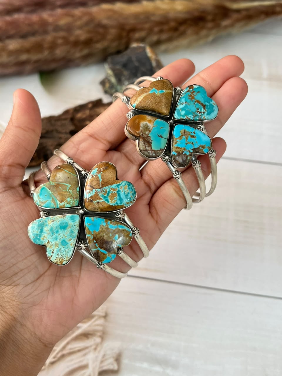 Handmade Sterling Silver Royston Ribbon Turquoise Collection: Cuff Bracelet Signed Nizhoni