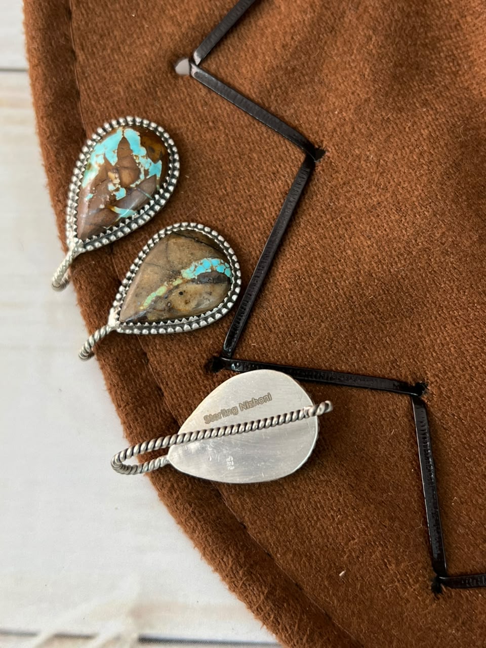 Handmade Sterling Silver Royston Ribbon Turquoise Collection: Hat Pin Signed Nizhoni