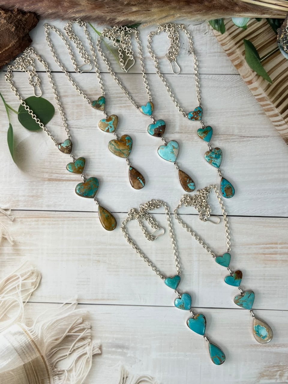 Handmade Sterling Silver Royston Ribbon Turquoise Collection: Drop Necklace Signed Nizhoni