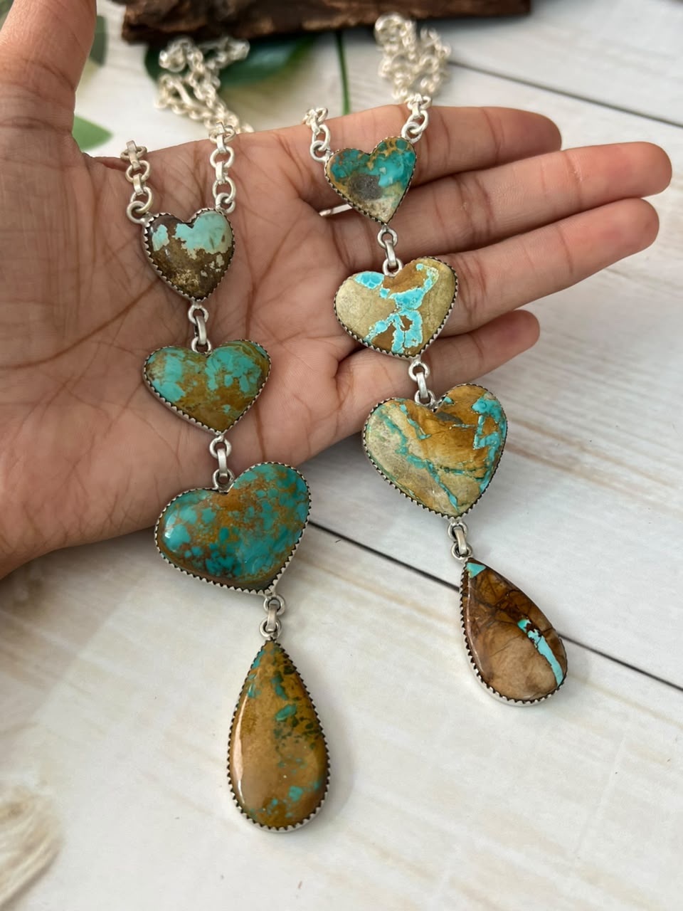 Handmade Sterling Silver Royston Ribbon Turquoise Collection: Drop Necklace Signed Nizhoni