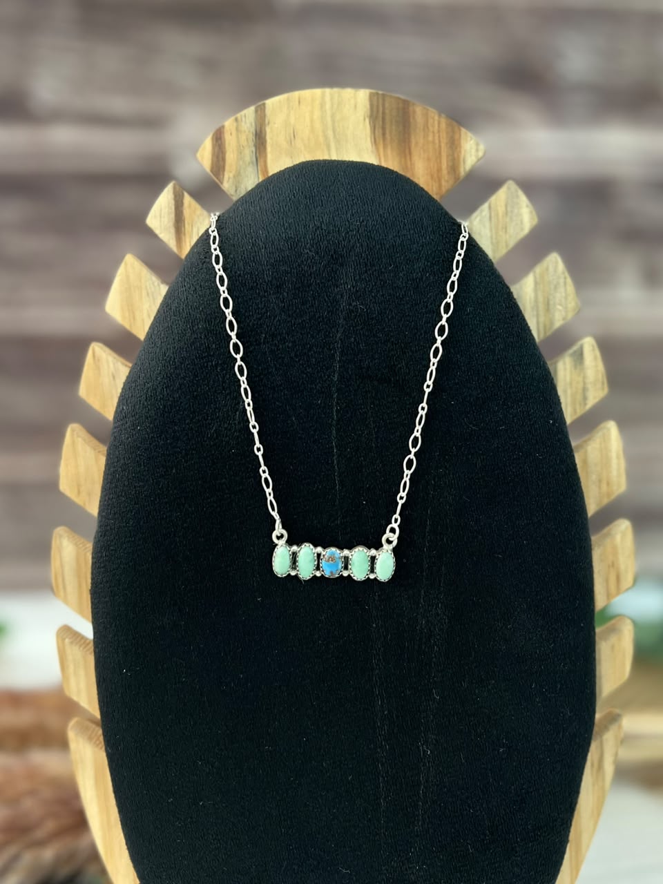 Handmade Sterling Silver Paloma with Golden Hills Turquoise Necklace Signed Nizhoni