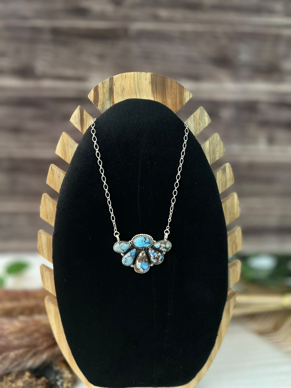 Handmade Sterling Silver Golden Hills Turquoise Necklace Signed Nizhoni