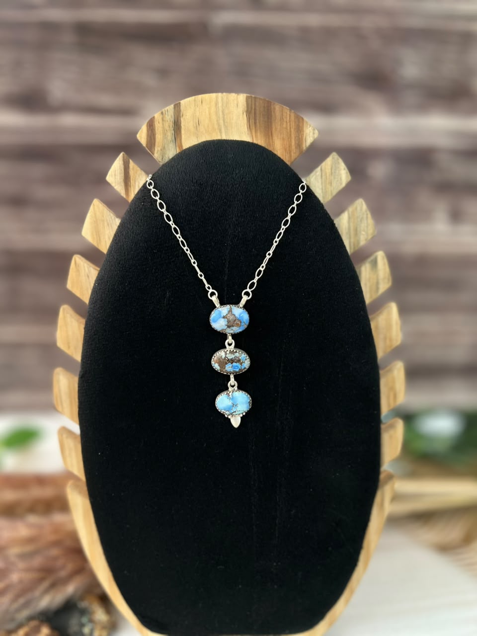 Handmade Sterling Silver Golden Hills Turquoise Necklace Signed Nizhoni