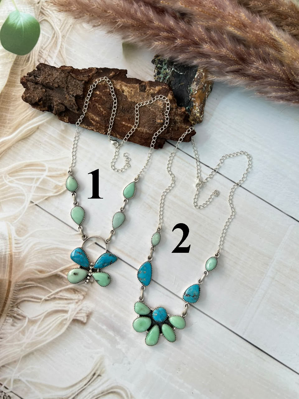 Handmade Sterling Silver Paloma with Blue Kingman Turquoise Necklace Signed Nizhoni