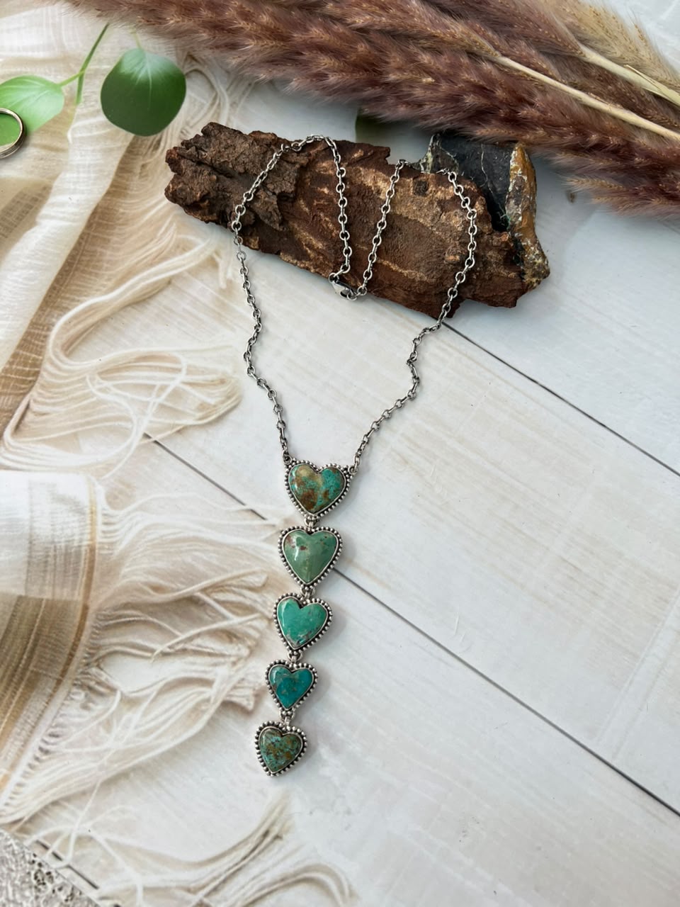 Handmade Sterling Silver Sierra Nevada Heart Drop Necklace Signed Nizhoni