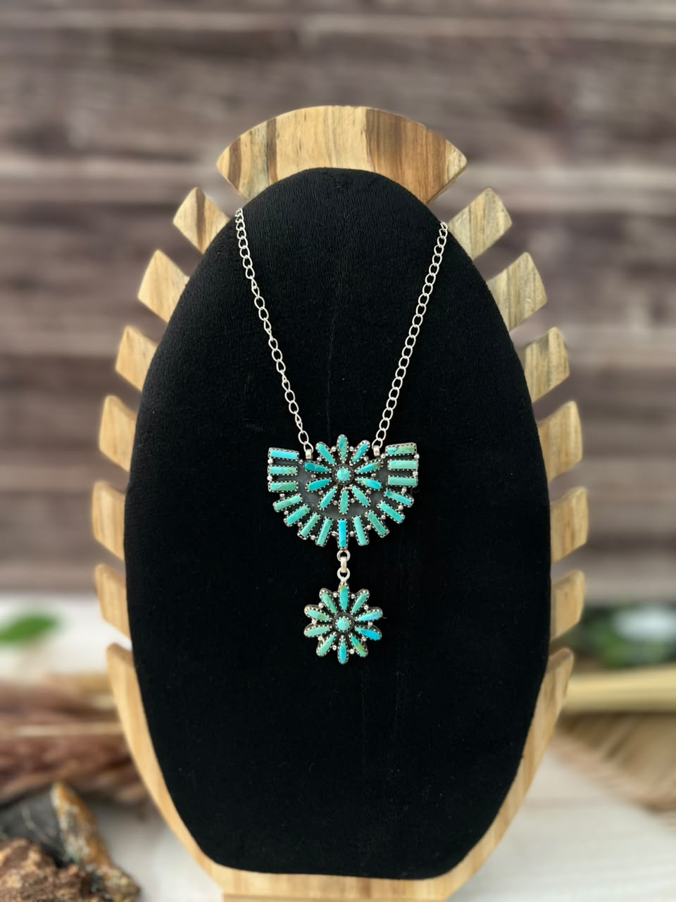 Handmade Sterling Silver Kingman Turquoise Necklace Signed Nizhoni