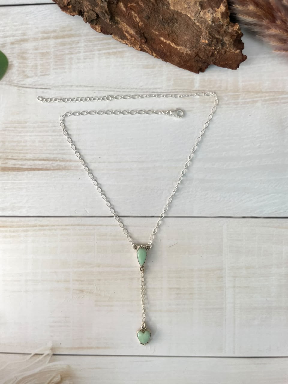 Handmade Sterling Silver Paloma Turquoise Drop Necklace Signed Nizhoni